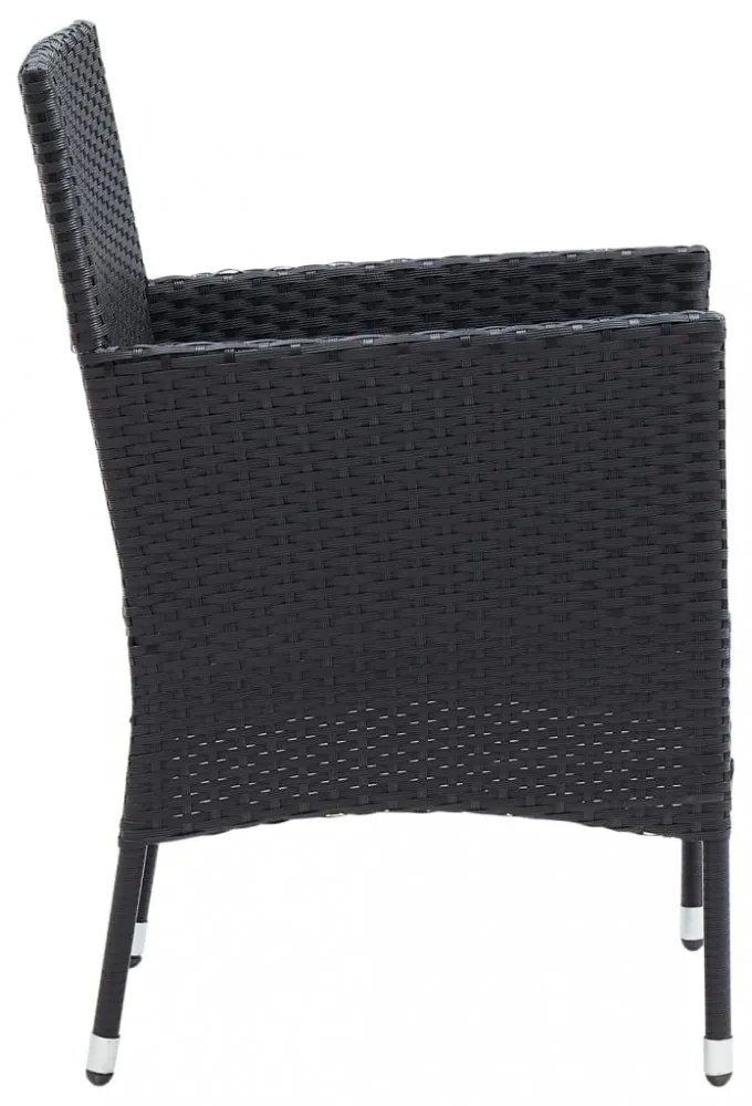 4 db fekete polyrattan kerti étkezőszék