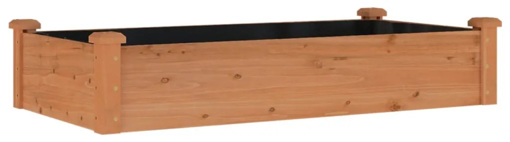 barna tömör fenyőfa kerti magaságyás béléssel 120x60x25 cm