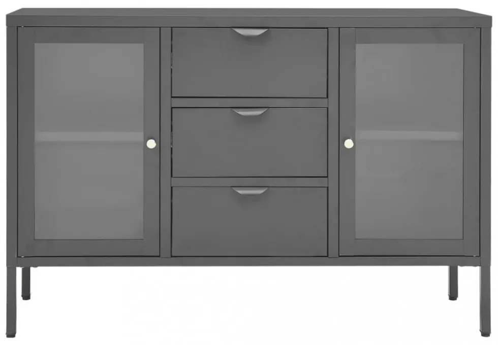 antracitszürke acél és edzett üveg tálalószekrény 105x35x70 cm