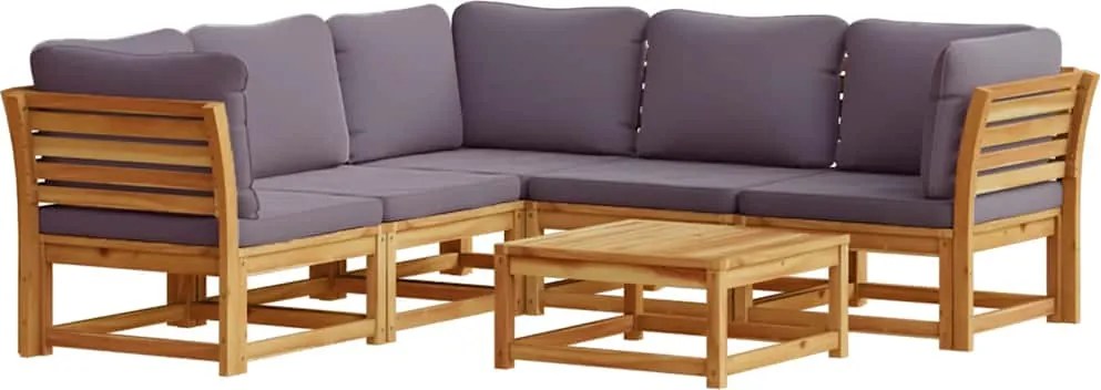 vidaXL 6 részes tömör akácfa kerti ülőgarnitúra párnákkal