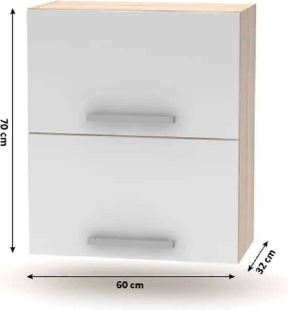 Billenő felsőszekrény 2DV, tölgy sonoma/fehér, NOVA PLUS NOPL-008-VH