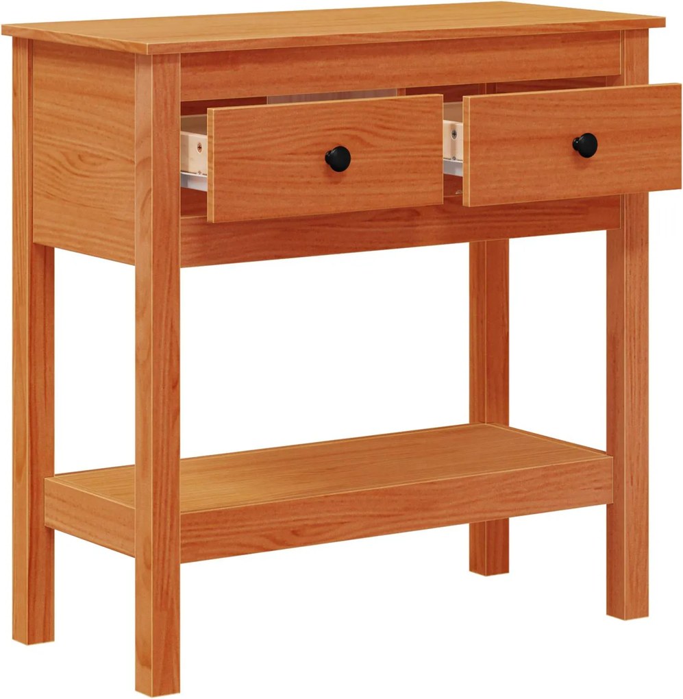 vidaXL Konzolasztal Faggyú barna 75 x 35 x 75 cm Szilárd Fenyőfa
