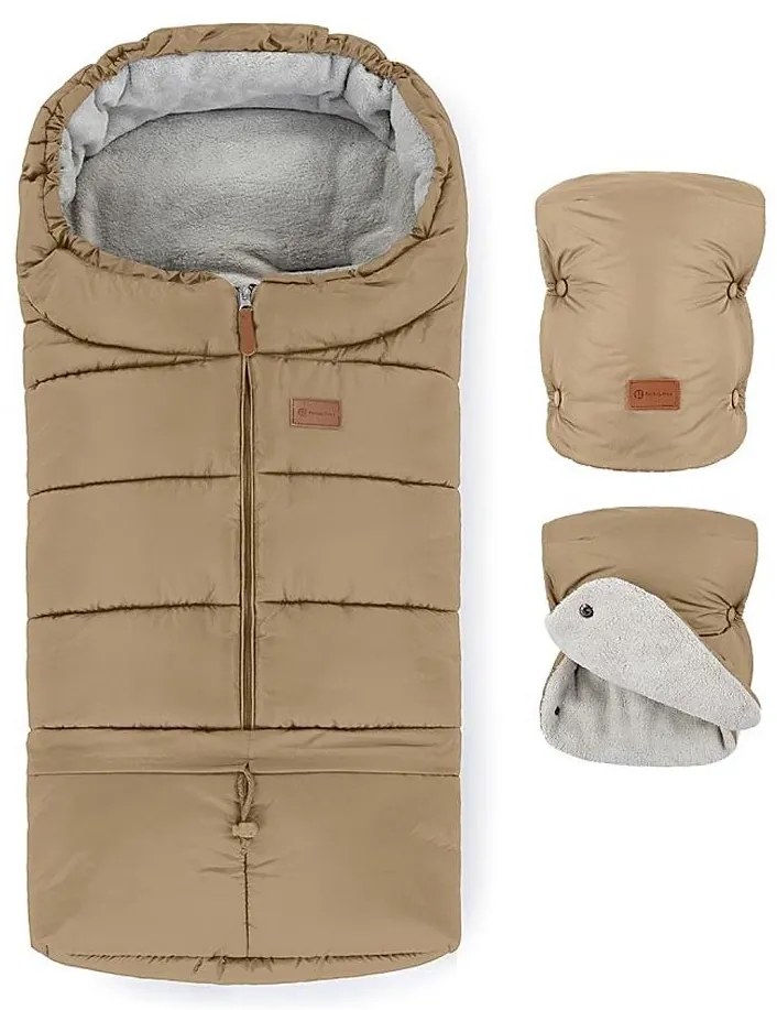 PETITE&MARS 3v1 fusak JIBOT + rukávníky, barna, gyerek babakocsihoz