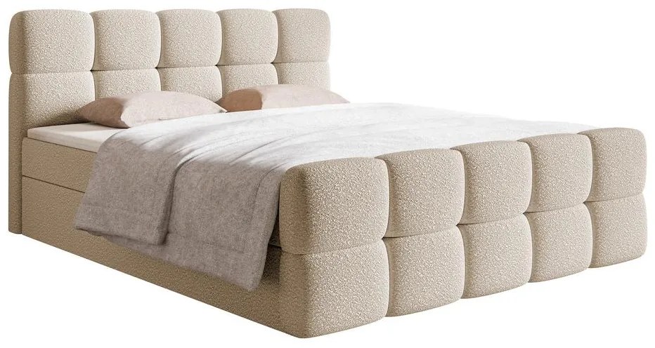 Kontinentális franciaágy 180 cm Cirsten 180C (ágyráccsal és matraccal) (tárolóhellyel) (világos bézs). Akció -16%. 1100156