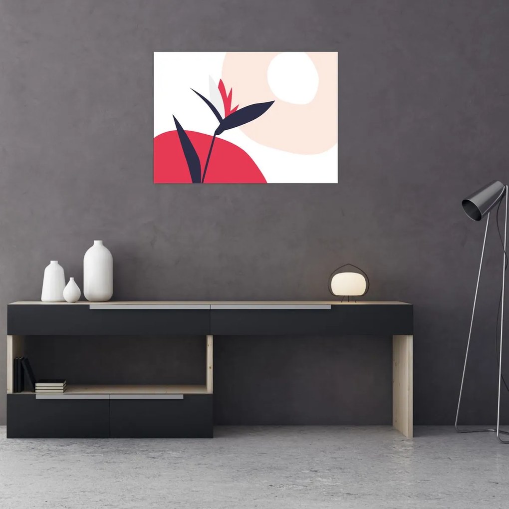 Kép - Rózsaszín virágos absztrakció N⁰1 (70x50 cm)