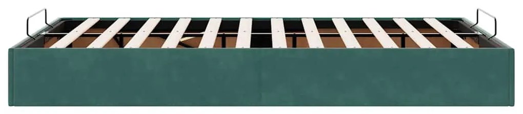 Ottomán ágykeret matrac nélkül, sötétzöld 120x190 cm bársony