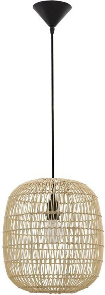 Nova Luce függeszték Melody natúr rattan fekete kábel E27 1x12W 230V