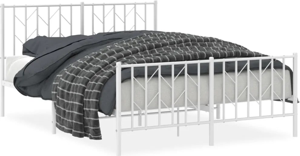 vidaXL fehér fém ágykeret fej- és lábtámlával 135 x 190 cm