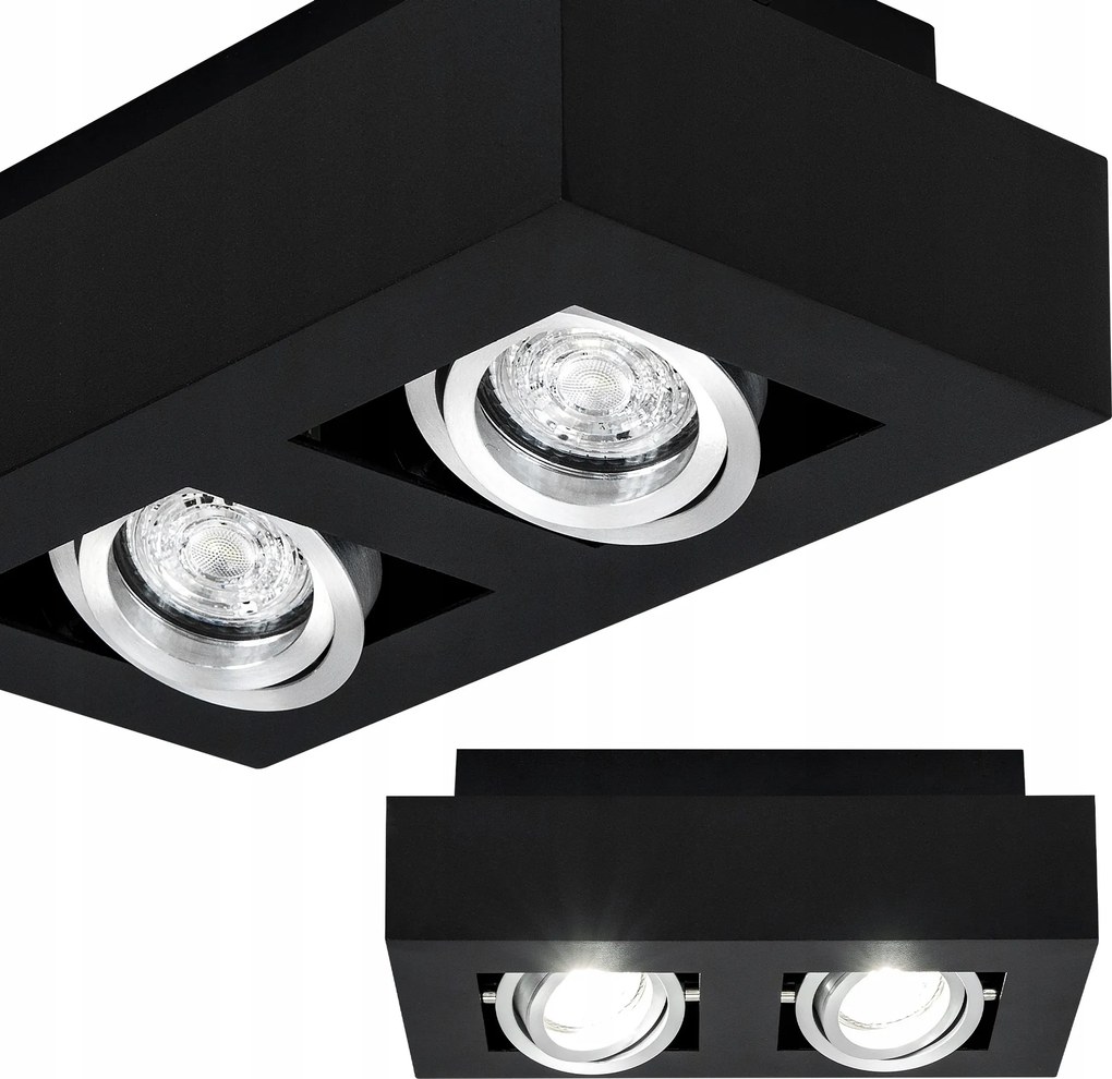 Edo Falra szerelhető mennyezeti lámpatest Osmin Rim 2 GU10 Négyzet Lámpa Fekete Plafon