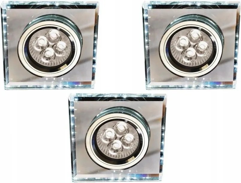Három darabos süllyesztett spotlámpa szett Led csíkkal SS-22 Ch/tr+wh 99-5474