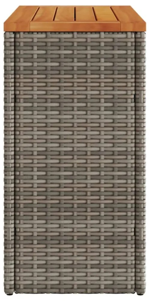 szürke polyrattan falapos kerti kisasztal 58 x 27,5 x 55 cm