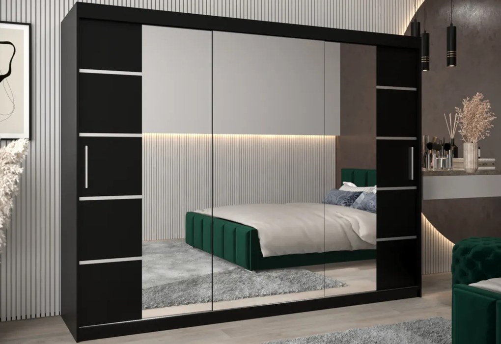 VETRONA 3 ruhásszekrény, 150x200x62, tölgy artisan/fekete