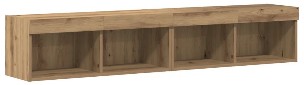 TV faliszekrények LED világítással 2 db Kézműves tölgy 80x30x30 cm