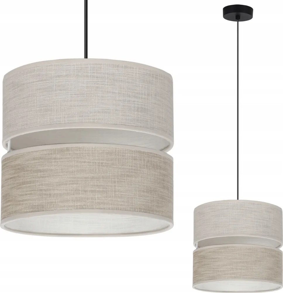 Mennyezeti Lámpa Függeszték Csillár Lámpabúra Krém Bézs Lenvászon Asztal Fölé 20CM