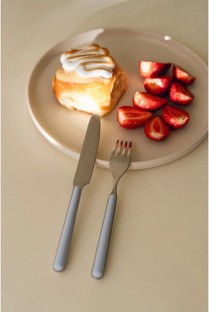 Világoskék-ezüstszínű rozsdamentes acél egyszemélyes evőeszköz készlet 4 db-os Noli – noo.ma