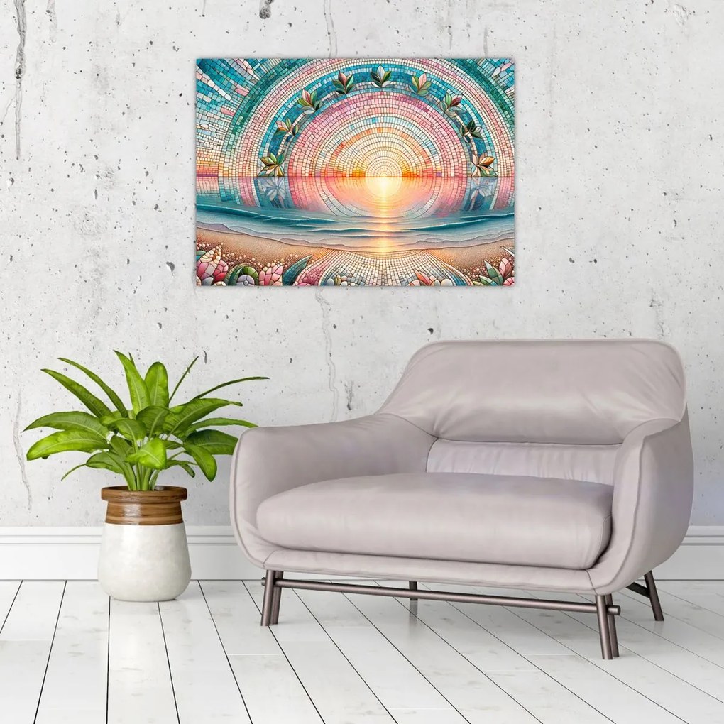 Üveg kép – Naplemente mozaik (70x50 cm)