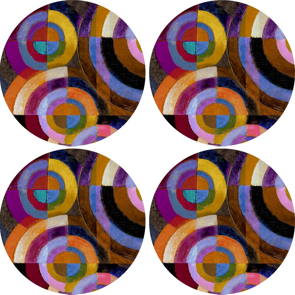 4 db-os filc alátét szett asztalra, padra 4D Körök nyomattal