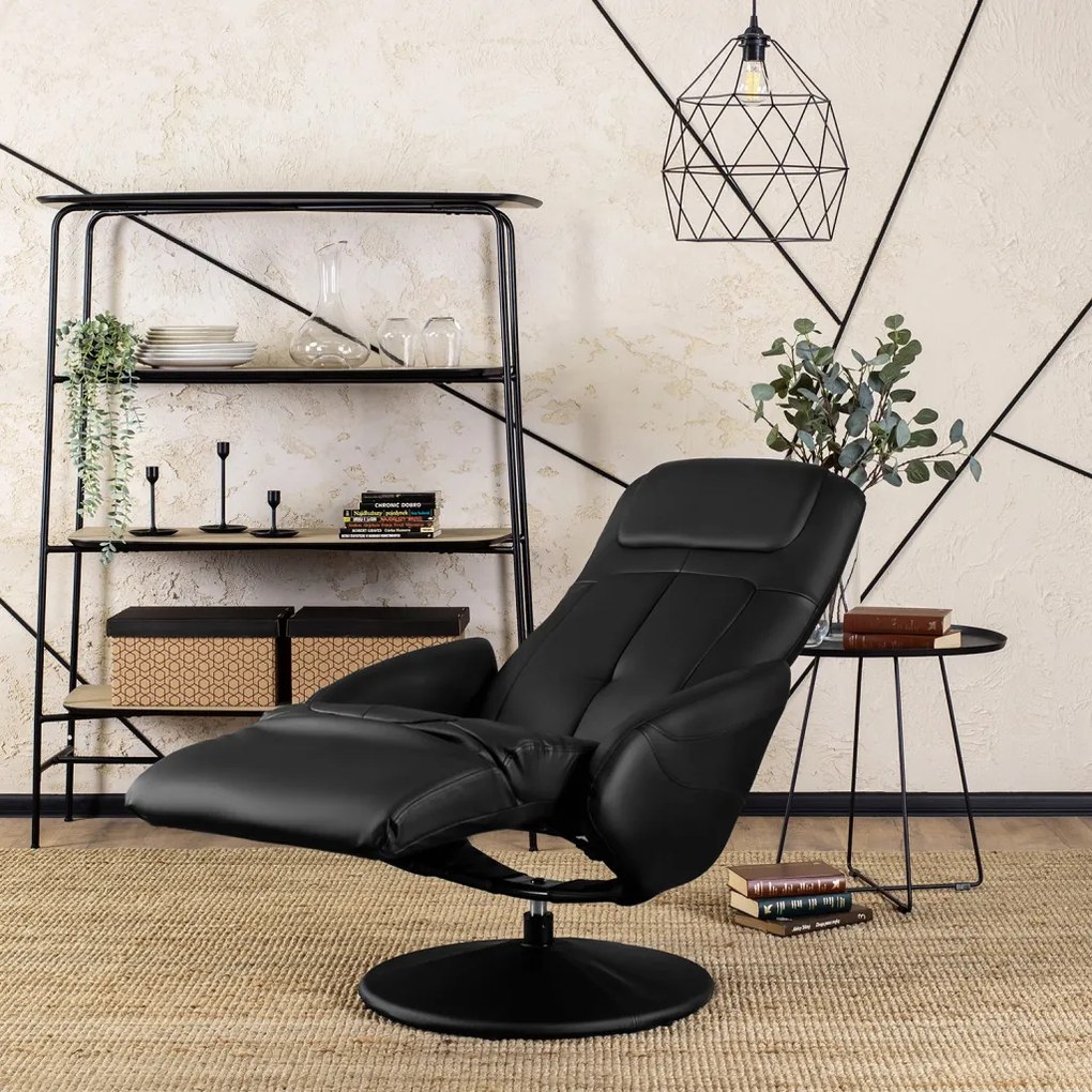 Modern Fotel Fekete Eco-bőr Kárpittal. TONY