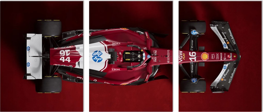 Falikép Lewis Hamilton Ferrari 2025 Forma 1 triptichon 40x90 cm