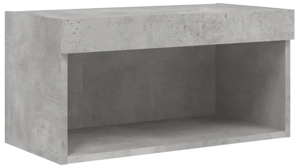 8 darab betonszürke szerelt fa fali TV-bútor LED-del