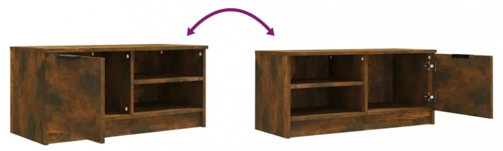 2 db füstös tölgy színű szerelt fa TV-szekrény 80x35x36,5 cm