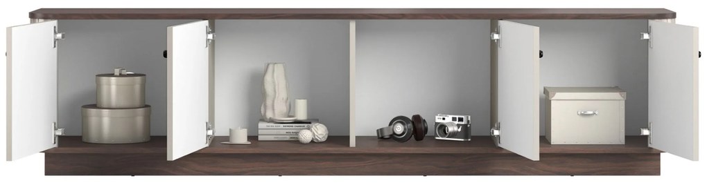 Vesper 4D TV-szekrény 187 cm talapzaton - kasmír / dió / fekete fogantyúk