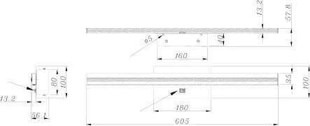 Globo 41499C Falikar fém szálcsiszolt alumínium színben, műanyag opál búrával. IP44, Schalter, SzxM:605x100, AL:58, tartozék: 1xLED 18W 230V, 3000K
