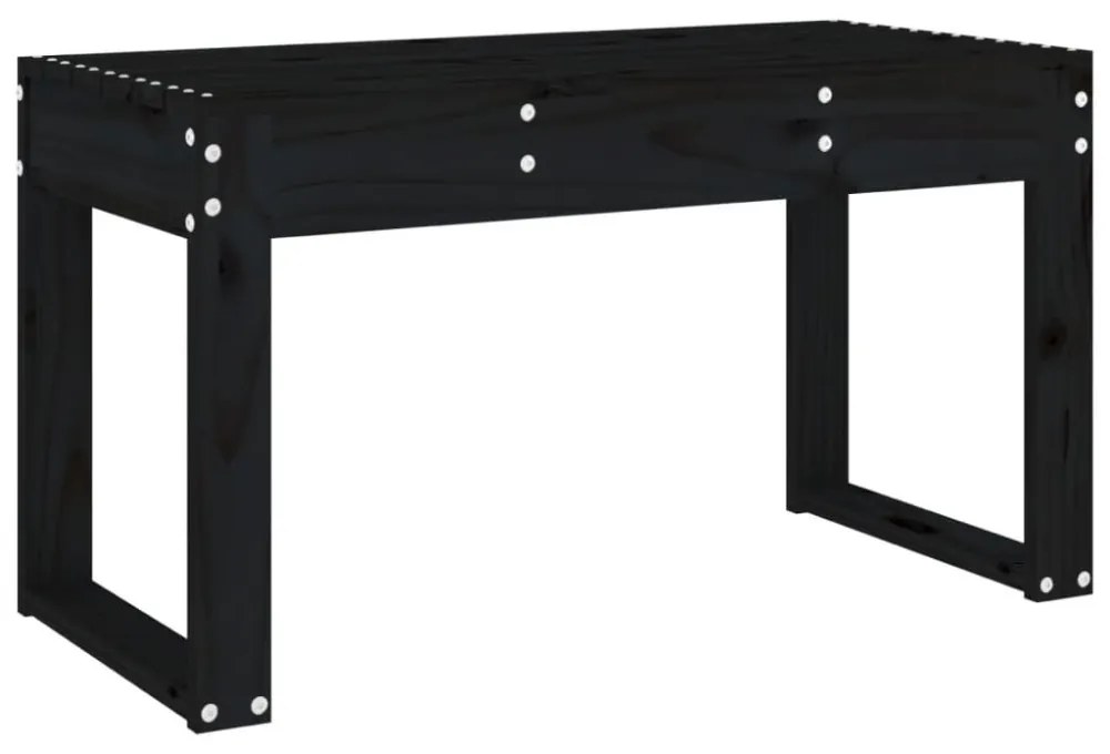 fekete tömör fenyőfa kerti pad 80x38x45 cm