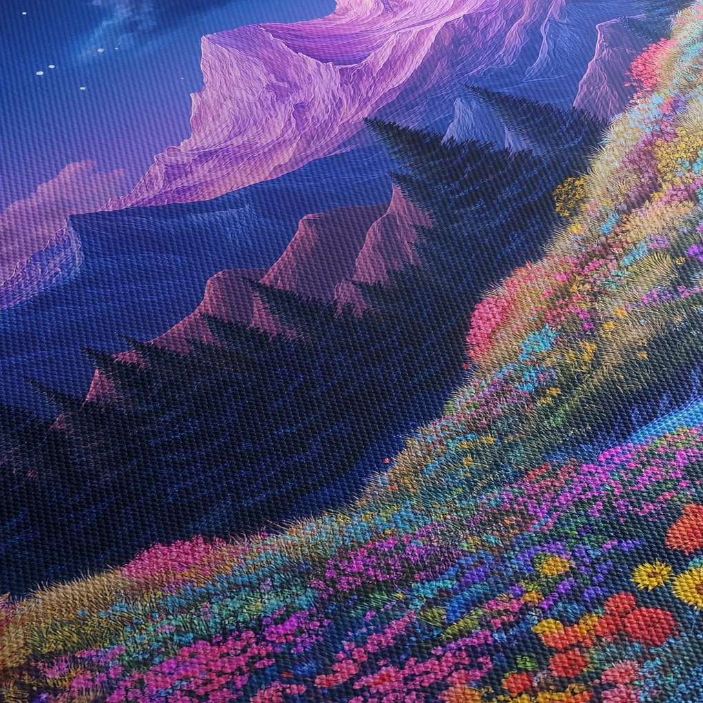 Kép - Lila táj teljes holdfénynél (120x50 cm)