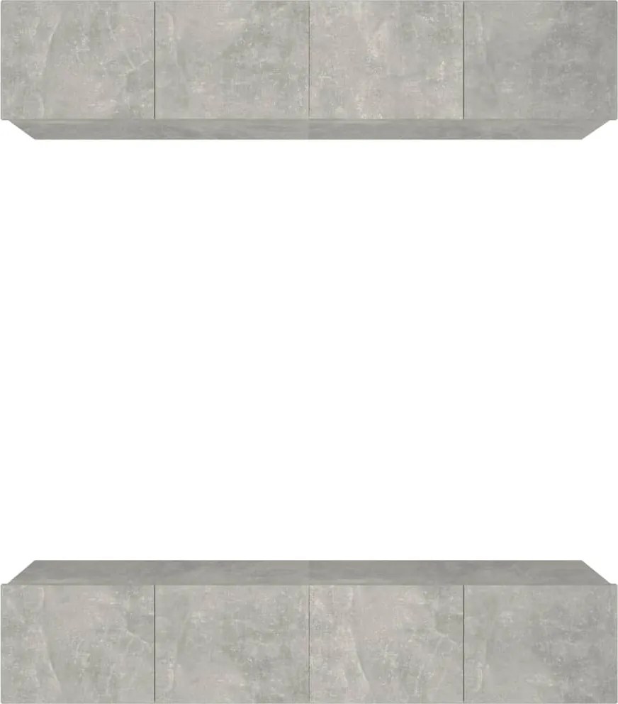 vidaXL 4 db betonszürke szerelt fa fali TV-szekrény 80 x 30 x 30 cm
