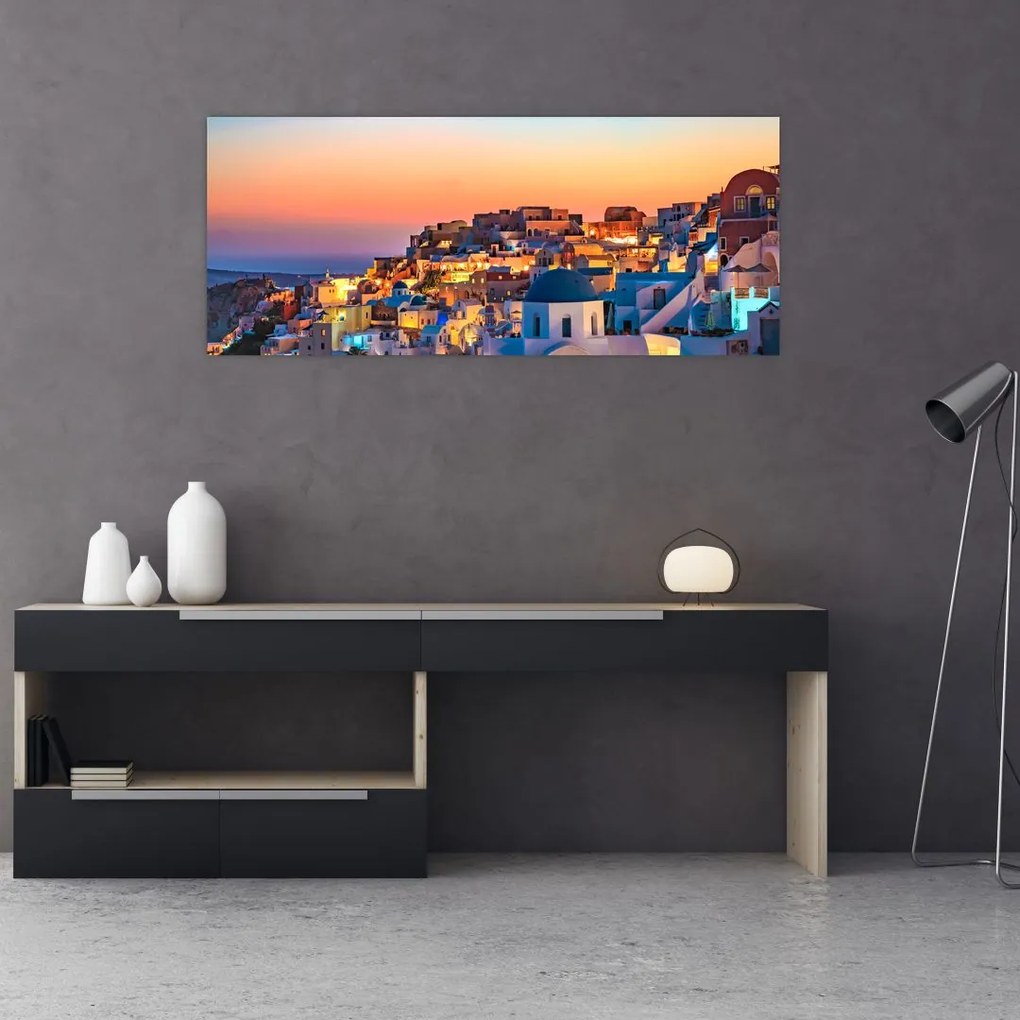 Kép - Santorini alkonyatkor (120x50 cm)