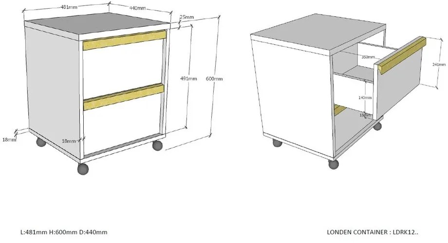 Sötétszürke gyerek szekrény 48x60 cm London – Vipack
