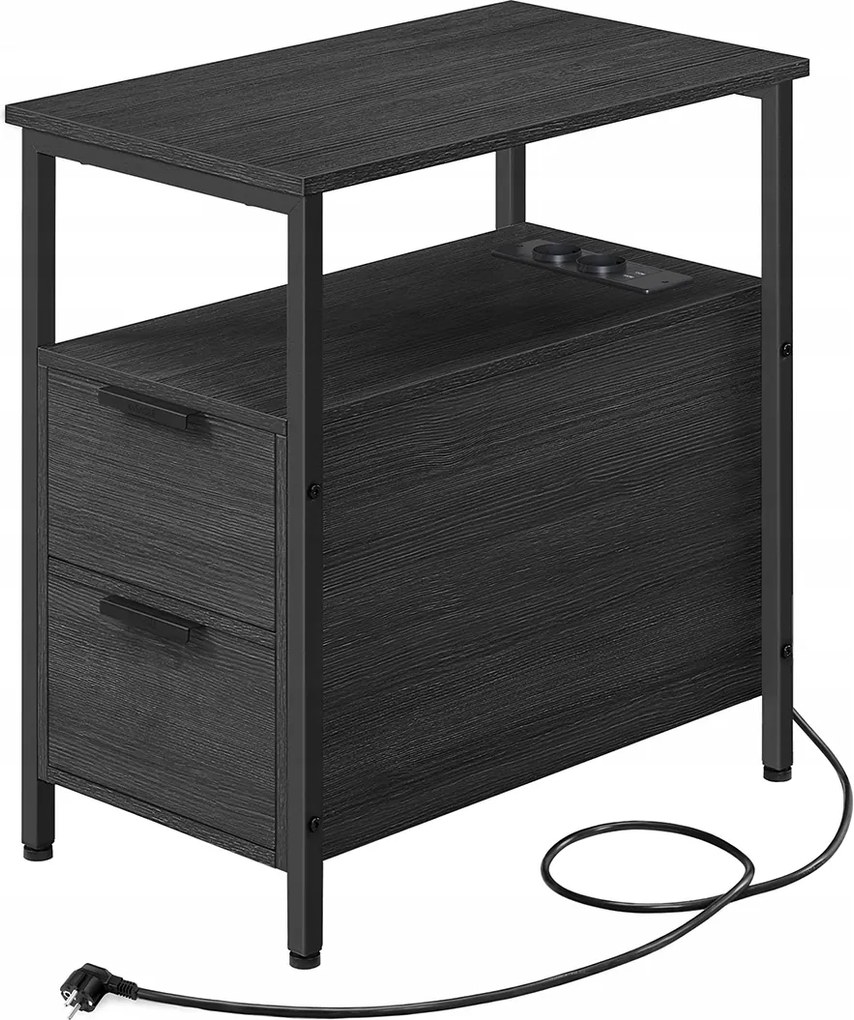 Éjjeliszekrény oldalsó díszléccel 2 fiókos éjjeliszekrény fekete