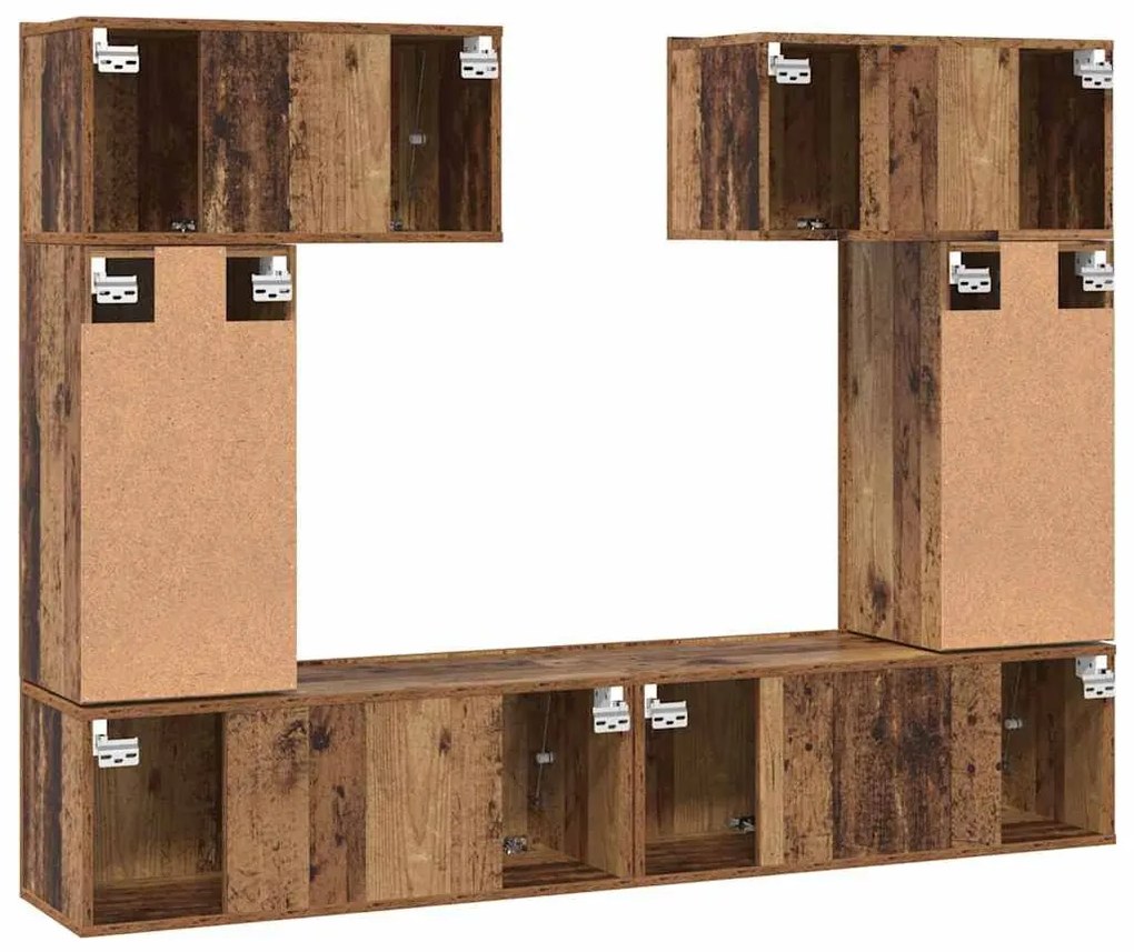 TV szekrény garnitúra 6 pcs Régi fa 80 x 30 x 30 cm Faanyag