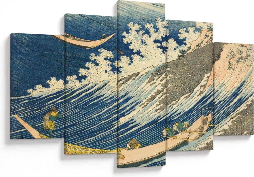 Kép - Katsushika Hokusai, Fishing Boats at Choshi in Shimosa (Soshu Choshi) , reprodukciók (150x105 cm)