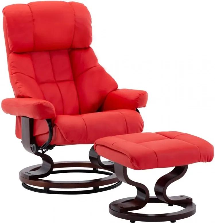 Piros állítható műbőr fotel lábzsámollyal