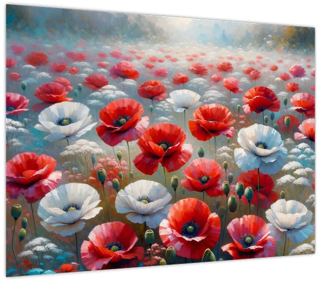 Üveg kép - Pipacsmező (70x50 cm)