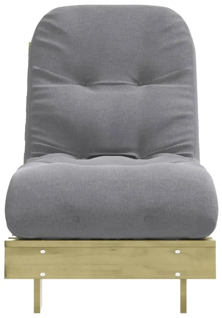 tömör impregnált fenyőfa futon kanapéágy matraccal 60x206x11 cm