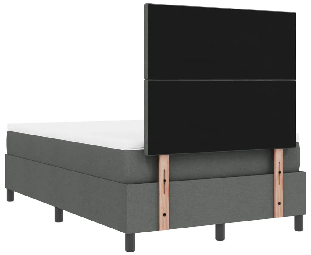 Box Spring Ágy Matraccal Sötétszürke 120x200 cm Textil