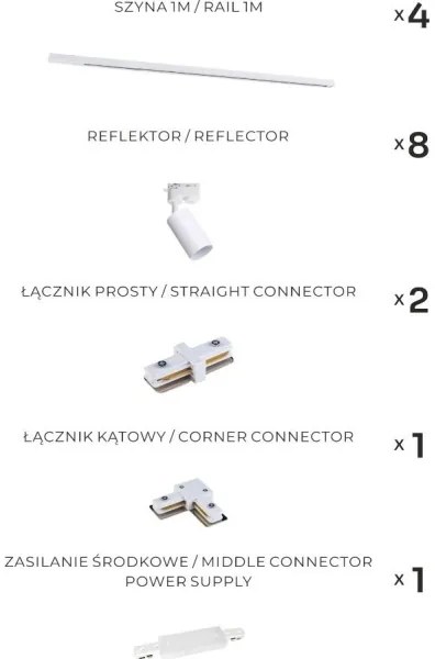 Zuma Line 3583 - sínrendszerű spotlámpa TUBE 8xGU10/35W/230V fehér