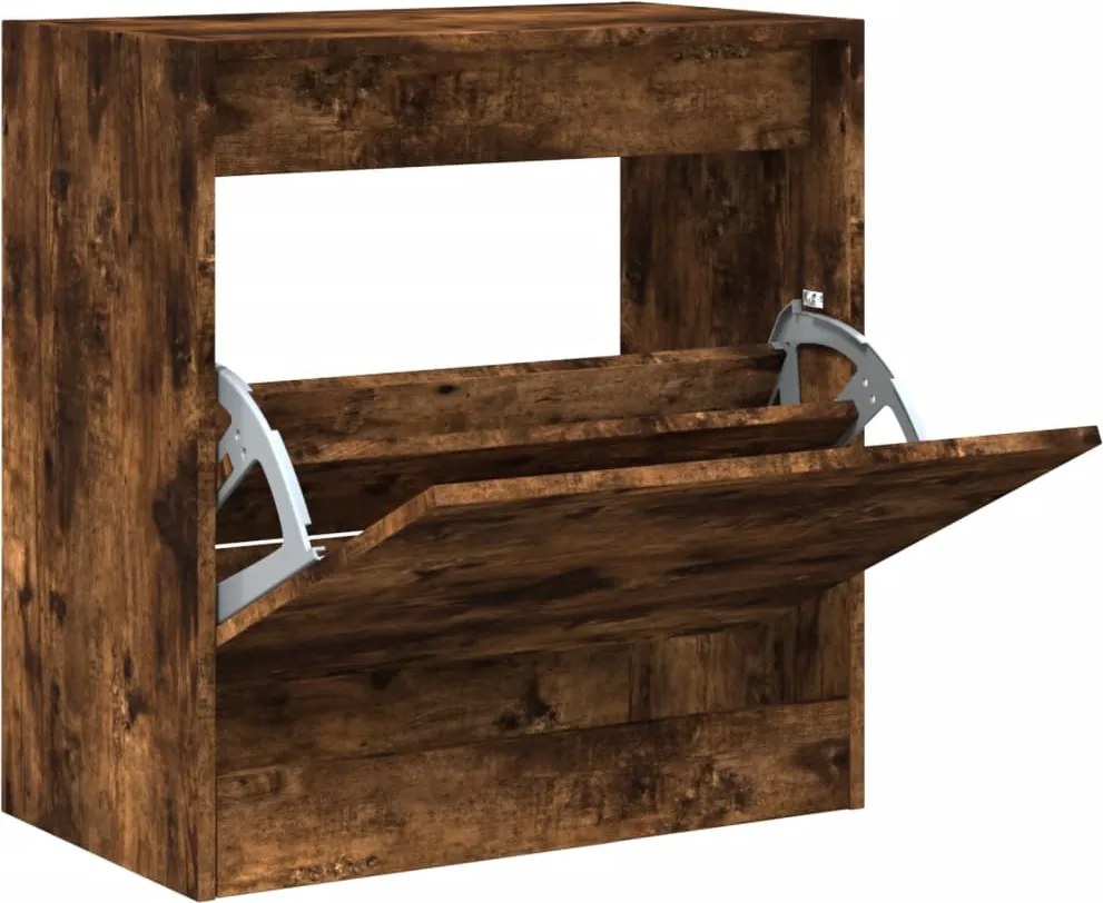vidaXL füstös tölgy színű szerelt fa cipőszekrény 60 x 34 x 63,5 cm