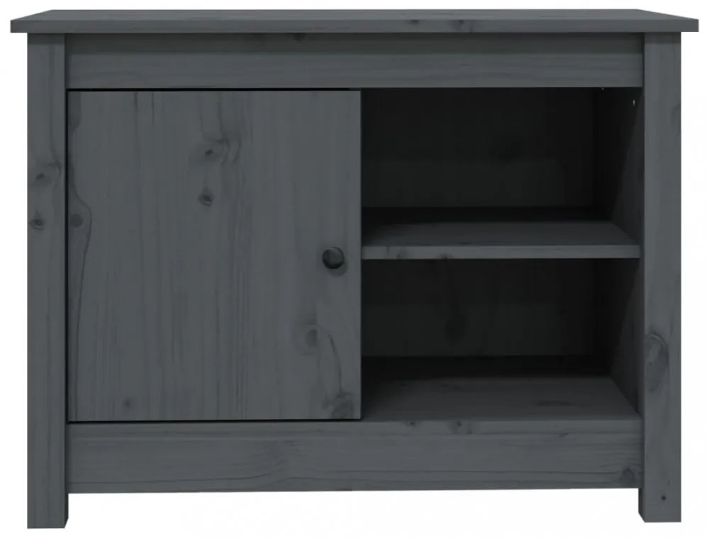 szürke tömör fenyőfa TV-szekrény 70 x 36,5 x 52 cm