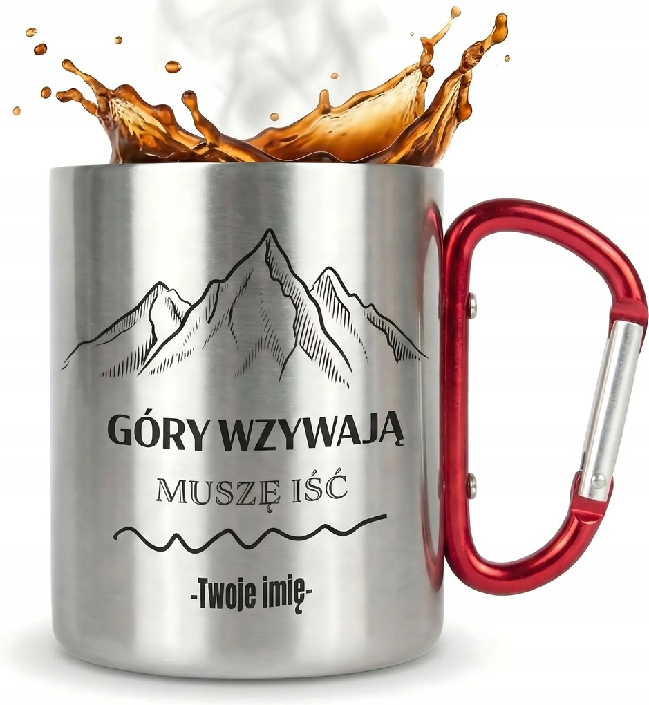 Bögre Fém Karabiner Az Ön Nevével Ajándék Hegyek Hívnak 300 ml