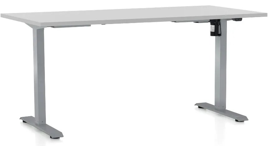 Állítható magasságú asztal OfficeTech A, 160 x 80 cm, szürke alap, világos szürke