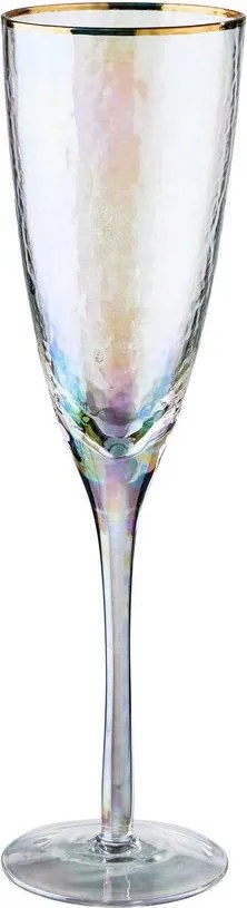 SMERALDA pezsgős pohár arany szegéllyel 250 ml, 6 db-os készlet