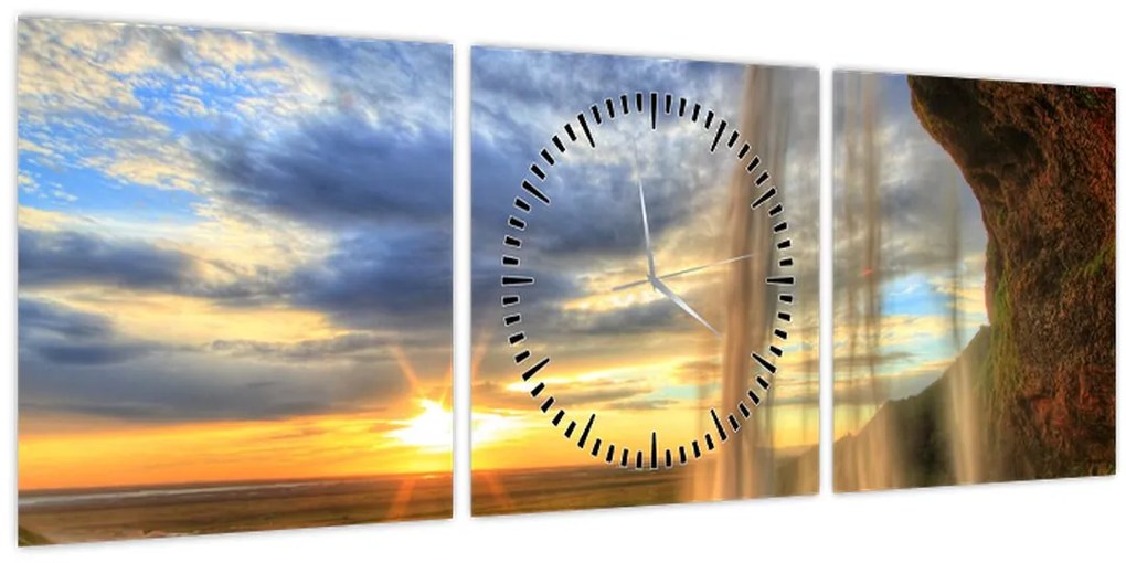 Kép - Vízesés (órával) (90x30 cm)
