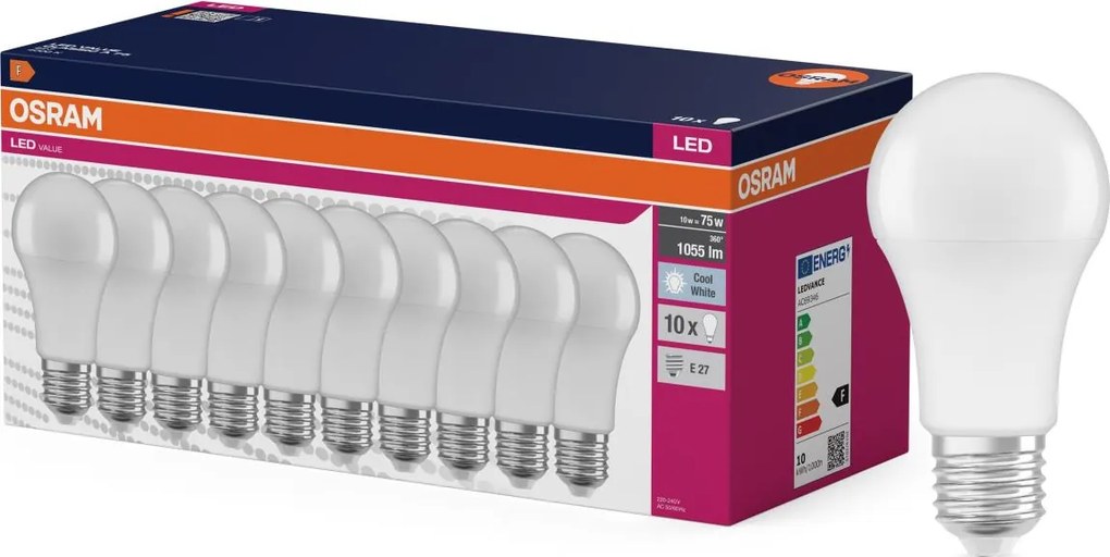 10 darabos csomag LED izzó CLASSIC A75 E27/10W/230V 4000K - Osram