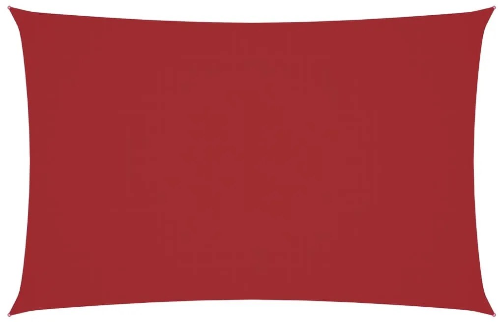 piros téglalap alakú oxford-szövet napvitorla 2 x 5 m