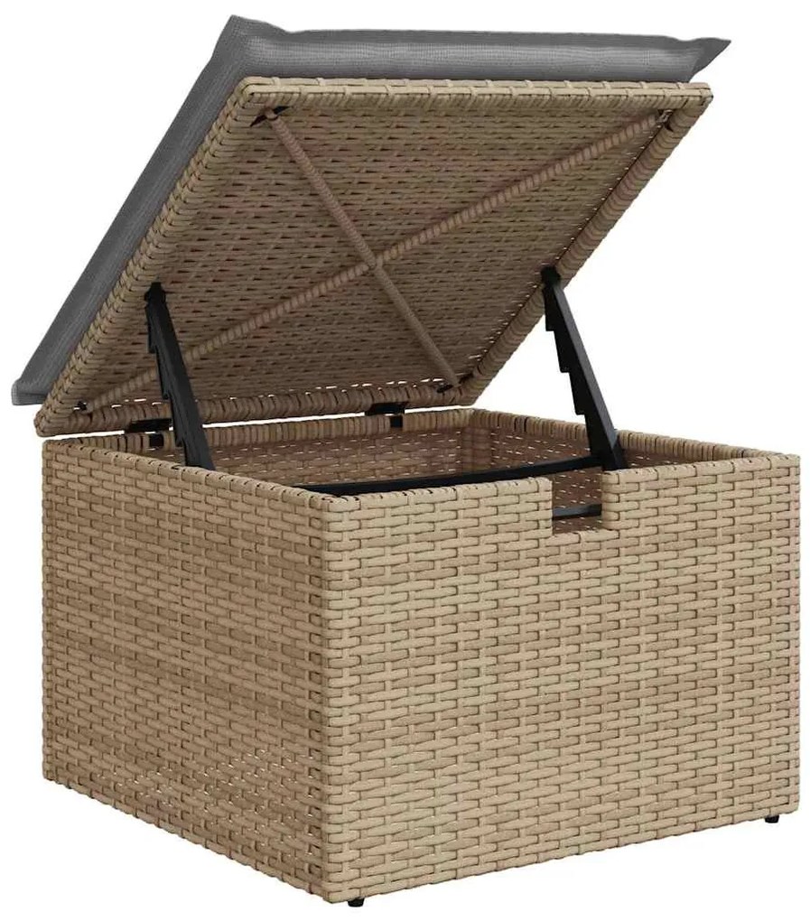 Kanapé Szett párnával tárolóval Bézs polirattan