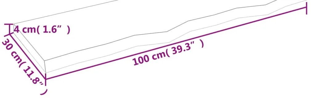 kezeletlen tömör fa fürdőszobai pult 100x30x(2-4) cm